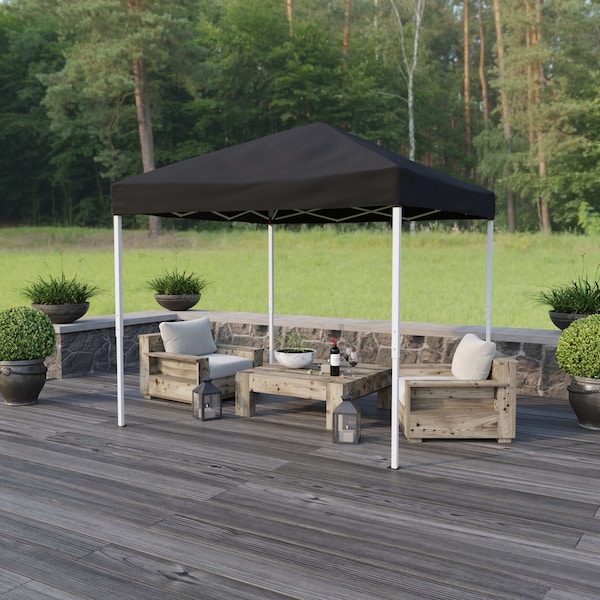 Flash Furniture 8'x8' Black Outdoor Pop Up Slant Leg Canopy Tent - JJ-GZ88-BK-GG