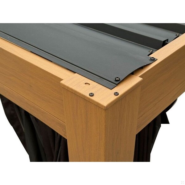 Gazebo Penguin Vikos 10 x10 Aluminum stand alone Pergola Wood finish - With Alum Tracks - PA1010-W118