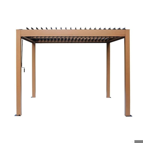 Gazebo Penguin Vikos 10 x10 Aluminum stand alone Pergola Wood finish - With Alum Tracks - PA1010-W118