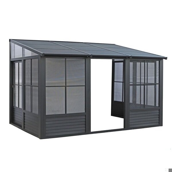 Gazebo Penguin Florence Wall Mounted Solarium 10x12 Metal Roof in black - W1209MR-42