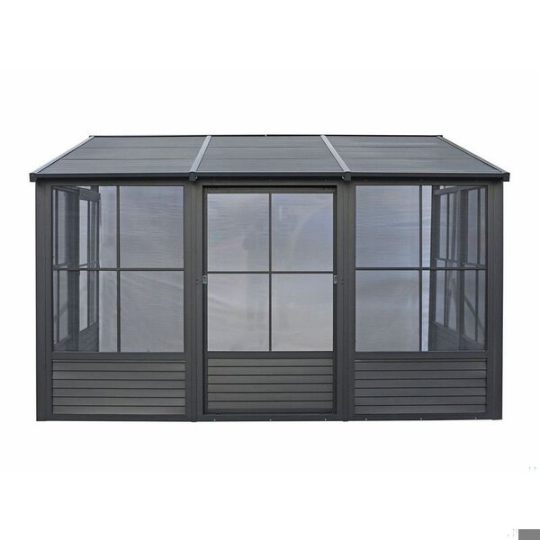 Gazebo Penguin Florence Wall Mounted Solarium 10x12 Metal Roof in black - W1209MR-42