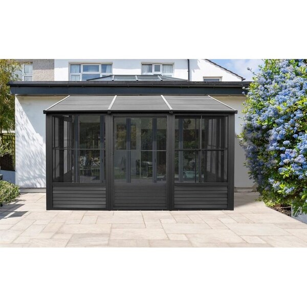 Gazebo Penguin Florence Wall Mounted Solarium 10x12 Metal Roof in black - W1209MR-42
