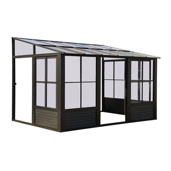 Gazebo Penguin Florence Wall Mounted Solarium 8x16 Polycarbonate Roof in black - W1608-42
