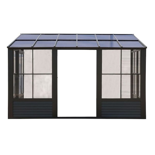 Gazebo Penguin Florence Wall Mounted Solarium 8x16 Polycarbonate Roof in black - W1608-42