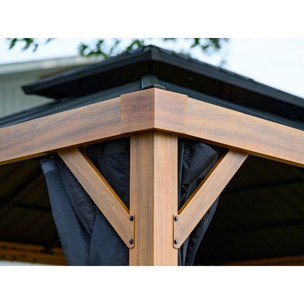 Gazebo Penguin Yosemite 12 x 16' double roof galvanized steel roof, aluminum posts wood finish - 41216MR-W013
