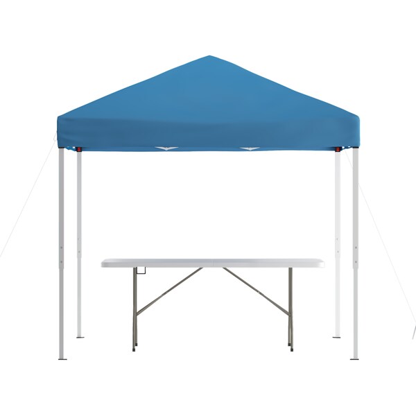 Flash Furniture Blue Pop Up Canopy Tent and Bi-Fold Table Set - JJ-GZ88183Z-BL-GG
