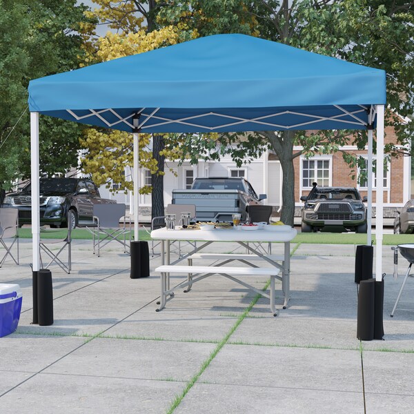Flash Furniture Blue Pop Up Canopy Tent and Folding Bench Set - JJ-GZ10PKG103-BL-GG