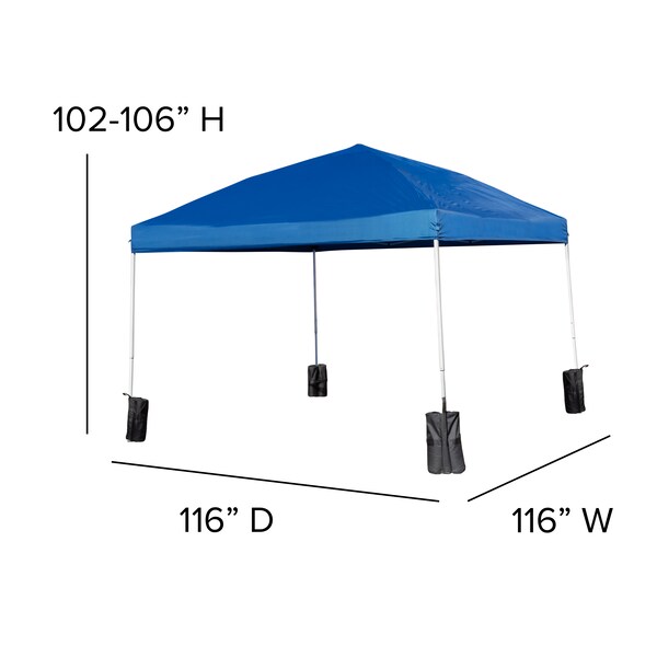Flash Furniture Blue Pop Up Canopy Tent and Folding Bench Set - JJ-GZ10PKG103-BL-GG