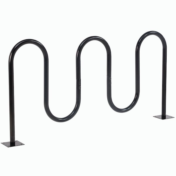 Global Industrial 68L Wave Bike Rack, Black, Flange Mount, 7-Bike Capacity - 652778M