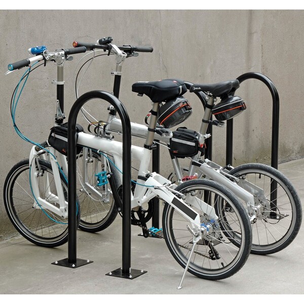 Global Industrial U-Rack Bike Rack, Black, Flange Mount, 2-Bike Capacity - 442804MBK