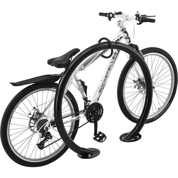 Global Industrial Circle Bike Rack, 37W x 33-1/2H, 2 Bike Capacity, Flange Mount, Black - 708388BK