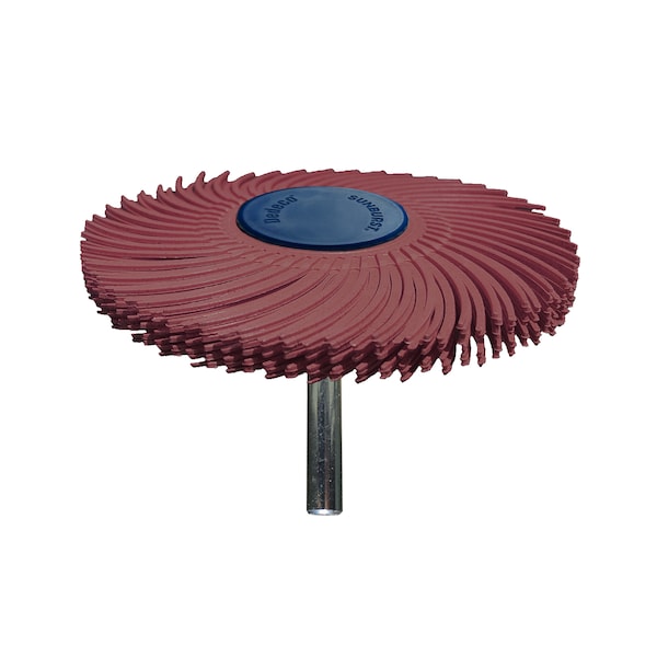 Dedeco Sunburst Radial Bristle Discs 3 in Curved Tc 6-Ply Red 220 Grit A/O 1/4 in 1/Unit - 1831