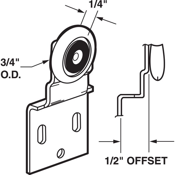 Prime-Line Prime-Line 3/4 in. D X 1/4 in. L Mill Plastic/Steel Door Roller Bracket 2 pk - 16202-B