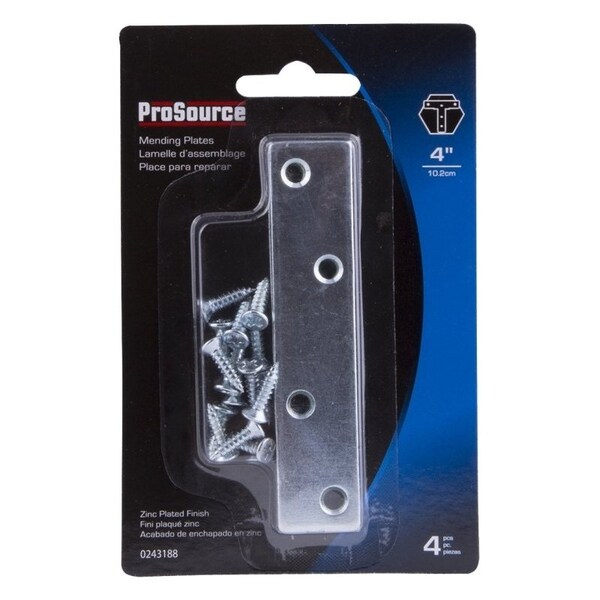 Prosource Mending Plate, 4 in L, 7/8 in W, Steel, Screw Mounting - MP-Z04-C4PS