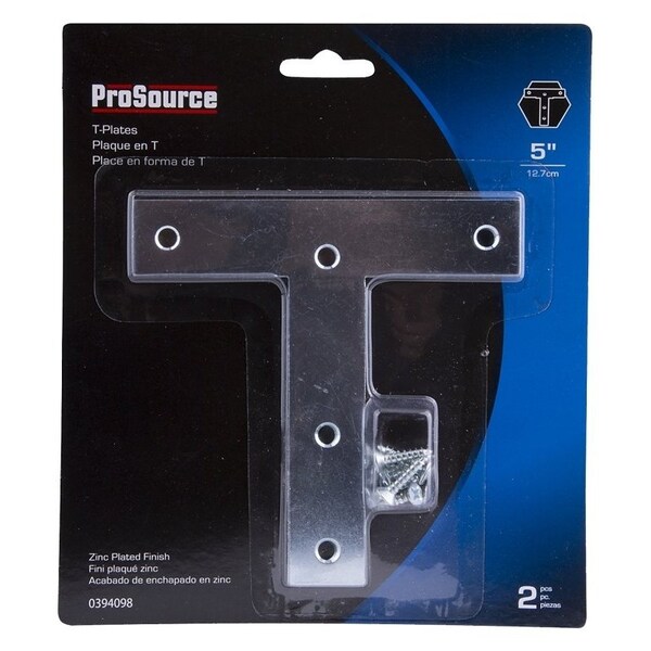 Prosource T-Plate, 5 in L, 5 in W, 2 mm Thick, Steel, Zinc - TP-Z05-C2PS
