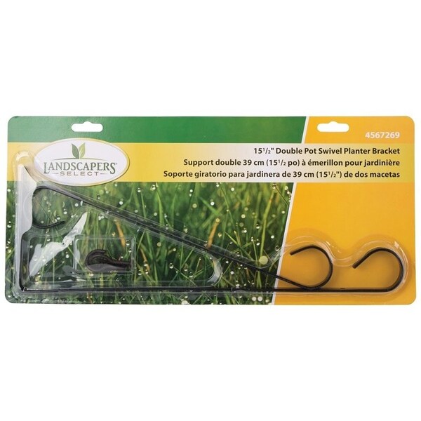 Landscapers Select Hanging Plant Bracket, 15-1/2 L, Steel, Black, Wall Mount Mounting - GB0283L