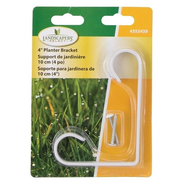 Landscapers Select Plant Bracket, 4-1/4 L, Steel, White, Wall Mount Mounting - GB0183L