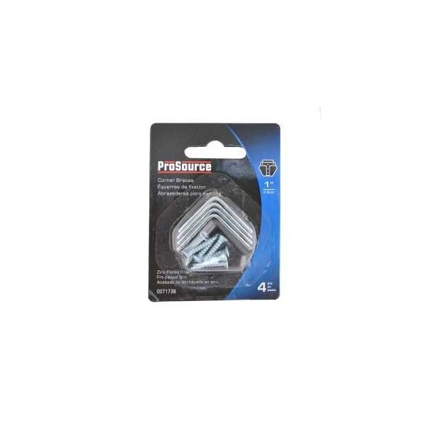 Prosource Corner Brace, 1 in L, 1 in W, 1/2 in H, Steel, Zinc-Plated, 1.8 mm Thick Material - CB-B01-C4PS