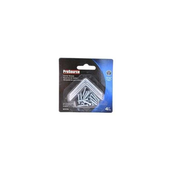 Prosource Corner Brace, 1-1/2 in L, 1-1/2 in W, 1/2 in H, Steel, Zinc-Plated, 1.8 mm Thick Material - CB-B015-C4PS