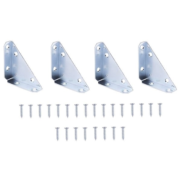 Prosource Corner Brace, 3 in L, 3 in W, 13/16 in H, Steel, Zinc-Plated, 2 mm Thick Material - 22491ZCB-PS