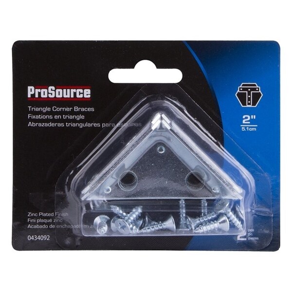 Prosource Corner Brace, 2 in L, 2 in W, 21/32 in H, Steel, Zinc-Plated, 1.5 mm Thick Material - 22490ZCB-PS