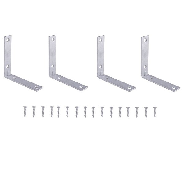 Prosource Corner Brace, 4 in L, 4 in W, 7/8 in H, Galvanized Steel, Galvanized, 3.1 mm Thick Material - CB-G04-C4PS