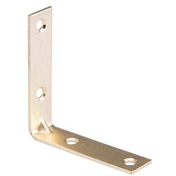 Prosource Corner Brace, 1-1/2 in L, 1-1/2 in W, 1/2 in H, Steel, Bright Brass, 1.8 mm Thick Material - CB-S015-C4PS
