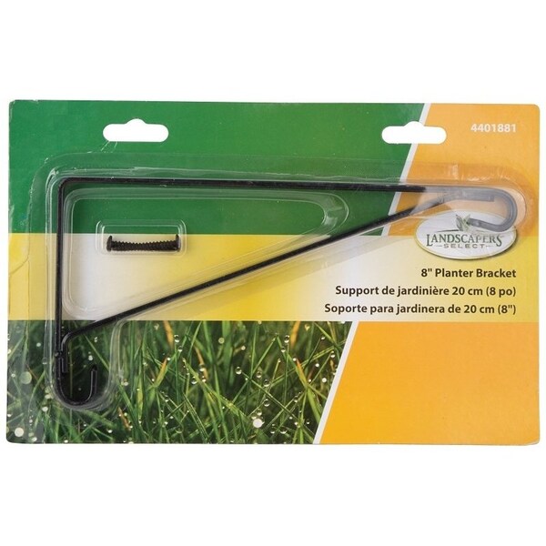 Landscapers Select Plant Bracket, 8-1/2 L, Steel, Black, Wall Mount Mounting - GB0233L