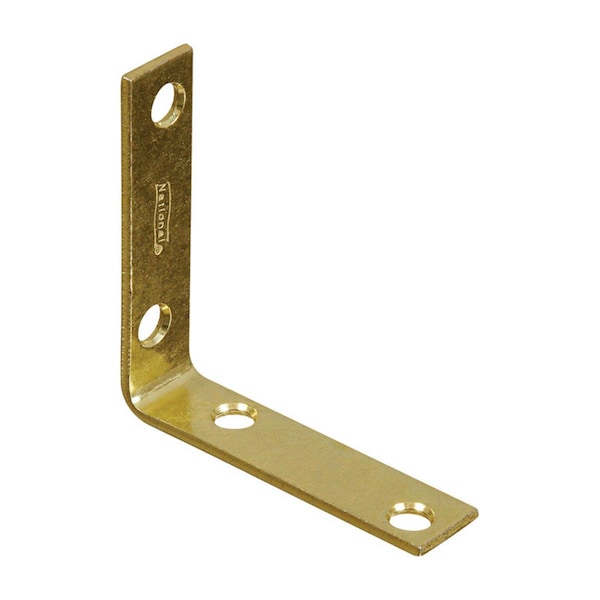 National Mfg Sales 2.5 x 0.62 in. Inside Corner Steel Brace, Brass Plated - 5703871