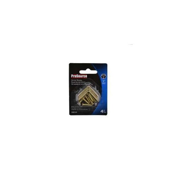 Prosource Corner Brace, 1 in L, 1 in W, 1/2 in H, Steel, Bright Brass, 1.8 mm Thick Material - CB-S01-C4PS