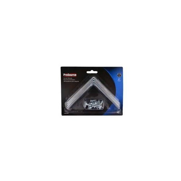 Prosource Corner Brace, 4 in L, 4 in W, 7/8 in H, Steel, Zinc-Plated, 3.1 mm Thick Material - CB-B04-C4PS