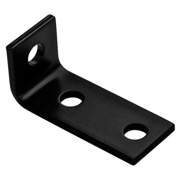 Light House Beauty 3.5 x 1.5 x 0.18 in. Black Steel Offset Leg Corner Brace - LI1678309