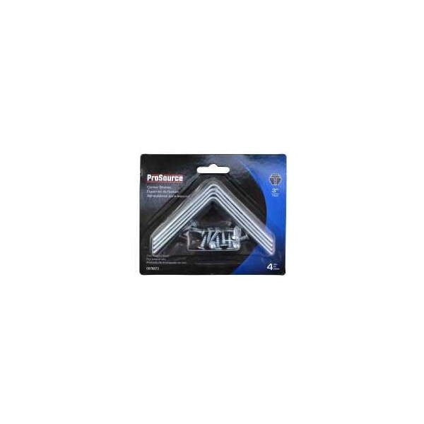 Prosource Corner Brace, 3 in L, 3 in W, 3/4 in H, Steel, Zinc-Plated, 2.6 mm Thick Material - CB-B03-C4PS