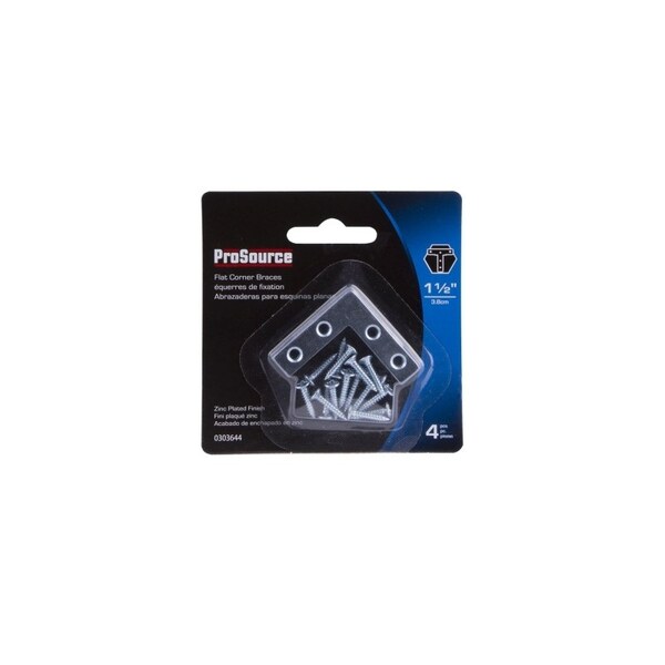 Prosource Corner Brace, 1-1/2 in L, 1-1/2 in W, 3/8 in H, Steel, Zinc-Plated, 1.6 mm Thick Material - FC-Z015-C4PS