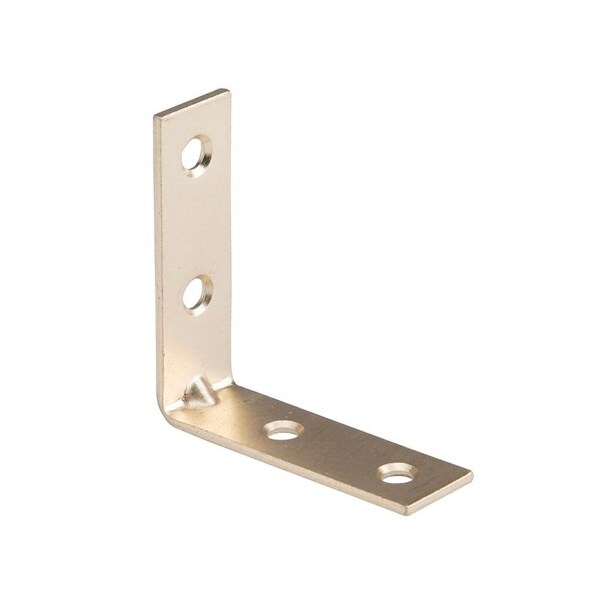 Prosource Corner Brace, 2 in L, 2 in W, 5/8 in H, Steel, Bright Brass, 1.8 mm Thick Material - CB-S02-C4PS