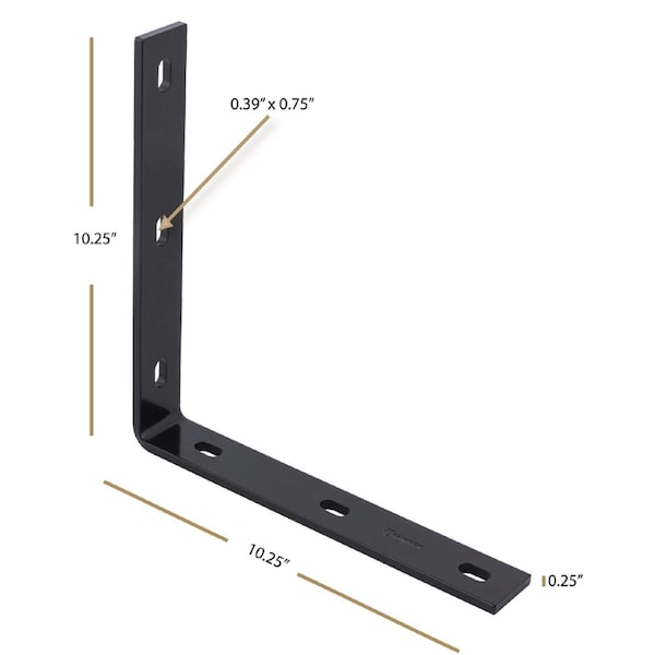 Hampton Hampton 1.50 in. H X 10.25 in. W X 1/4 in. D Black Steel Inside/Outside Corner Brace - 02-3405-025
