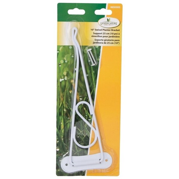Landscapers Select Swivel Plant Bracket, 10-3/8 L, Steel, White, Wall Mount Mounting - GB0213L