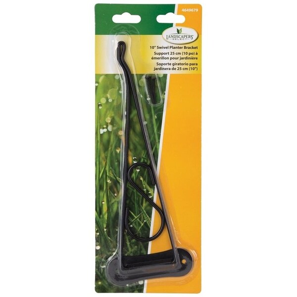 Landscapers Select Swivel Plant Bracket, 10-3/8 L, Steel, Black, Wall Mount Mounting - GB0203L