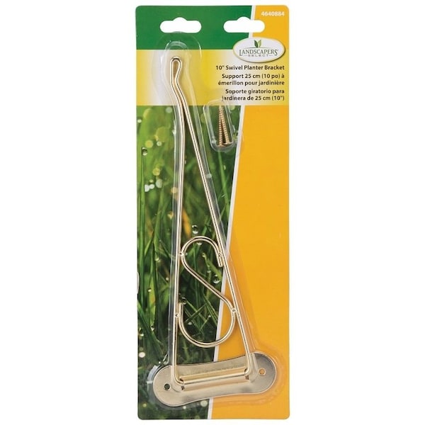 Landscapers Select Planter Bracket, 10-3/8 L, Steel, Brass, Wall Mount Mounting - GB0193L