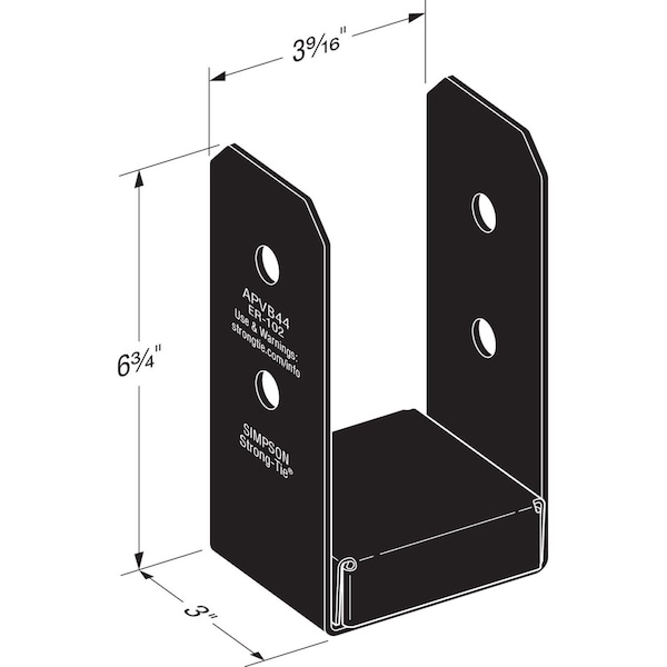 Simpson Strong Tie Simpson Strong-Tie APVB 6.75 in. H X 3 in. W 16 Ga. Steel Adjustable Post Base - APVB44