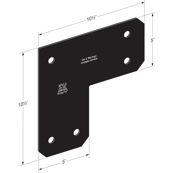 Simpson Strong Tie Simpson Strong-Tie APVA 10.5 in. H X 10.5 in. W X 5 in. D Steel Inside L Strap Brace - APVL6