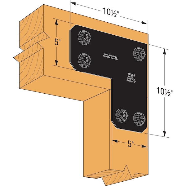 Simpson Strong Tie Simpson Strong-Tie APVA 10.5 in. H X 10.5 in. W X 5 in. D Steel Inside L Strap Brace - APVL6