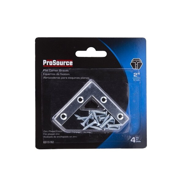 Prosource Corner Brace, 2 in L, 2 in W, 3/8 in H, Steel, Zinc-Plated, 1.6 mm Thick Material - FC-Z02-C4PS