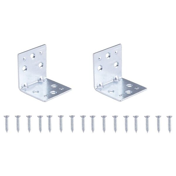 Prosource Corner Brace, 1-1/2 in L, 1-1/2 in W, 1-1/2 in H, Steel, Zinc-Plated, 2 mm Thick Material - BH-604PS
