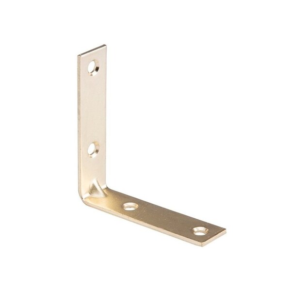 Prosource Corner Brace, 2-1/2 in L, 2-1/2 in W, 5/8 in H, Steel, Bright Brass, 2 mm Thick Material - CB-S025-C4PS