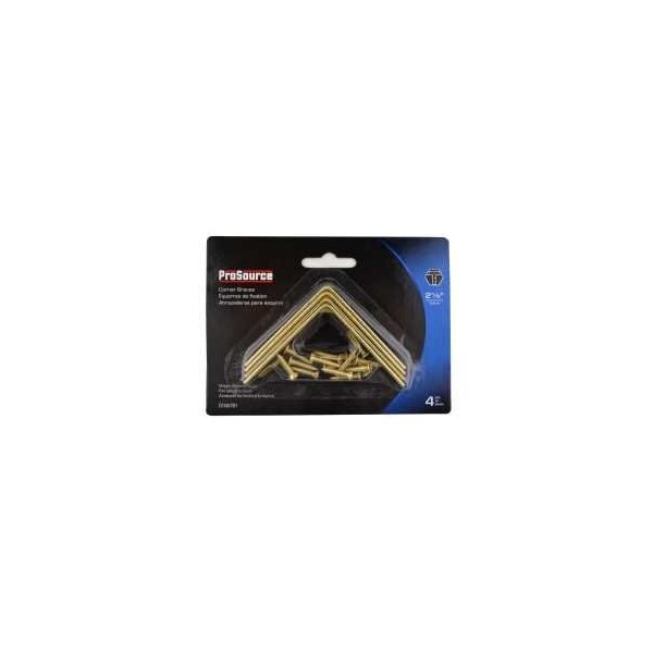 Prosource Corner Brace, 2-1/2 in L, 2-1/2 in W, 5/8 in H, Steel, Bright Brass, 2 mm Thick Material - CB-S025-C4PS
