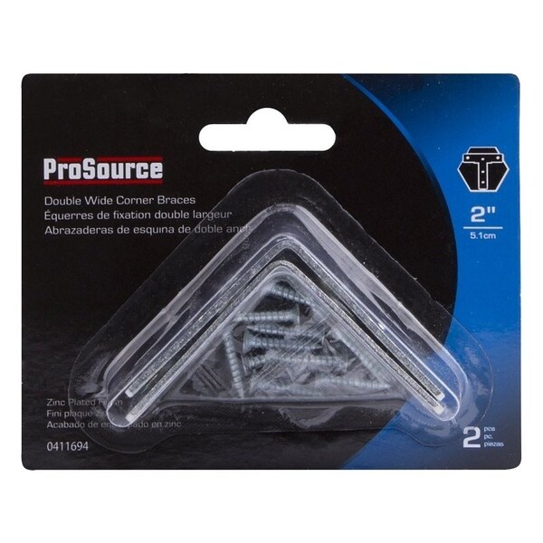 Prosource Corner Brace, 2 in L, 2 in W, 2 in H, Steel, Zinc-Plated, 2 mm Thick Material - BH-605PS