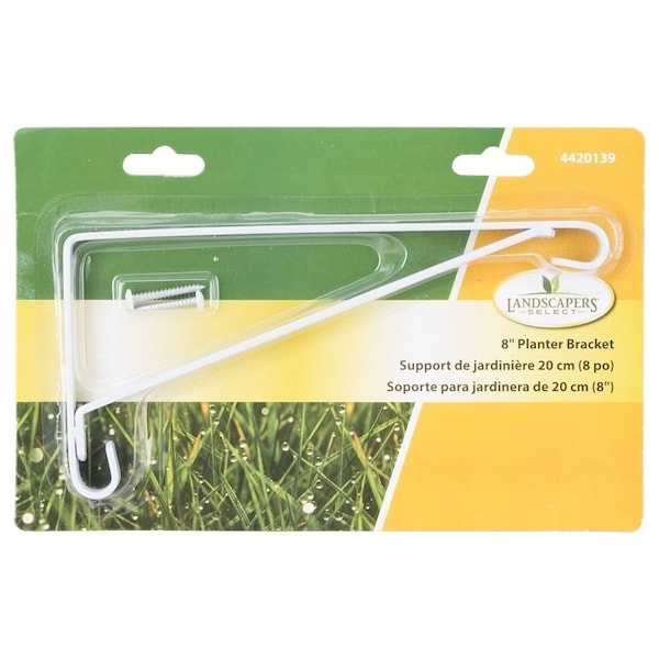 Landscapers Select Planter Bracket, 8-1/2 L, Steel, White, Wall Mount Mounting - GB0243L