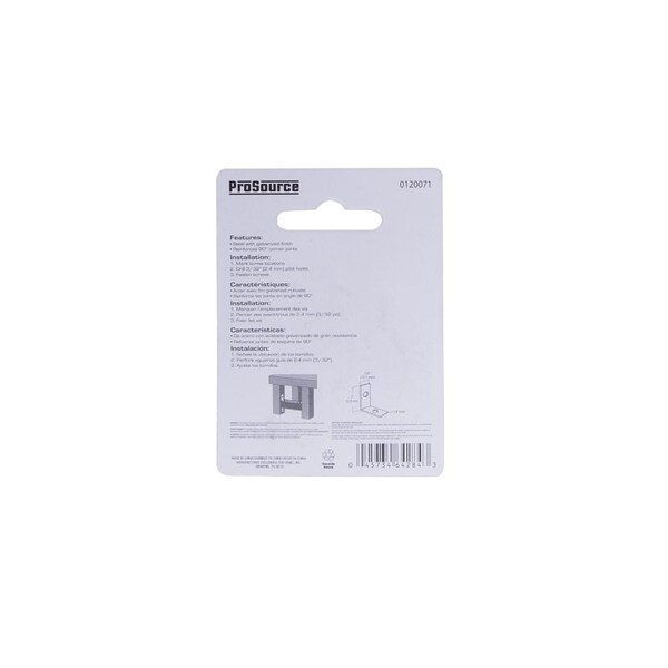 Prosource Corner Brace, 1 in L, 1 in W, 1/2 in H, Galvanized Steel, Galvanized, 1.8 mm Thick Material - CB-G01-C4PS