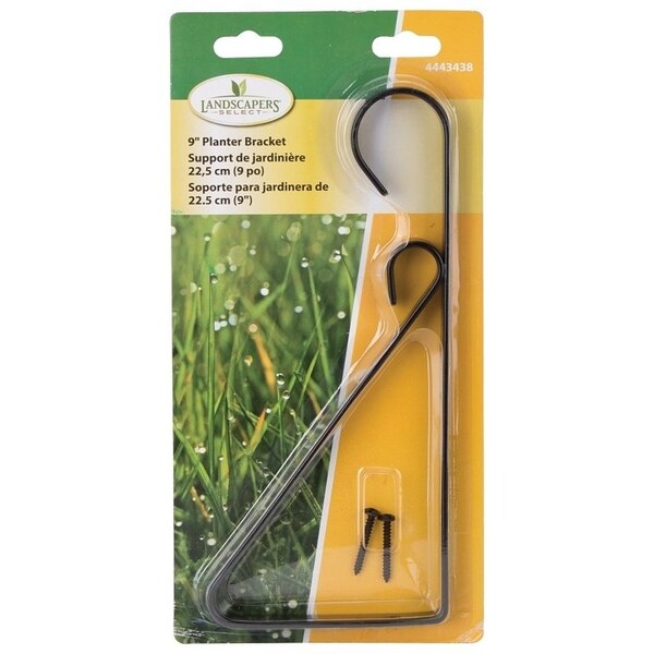 Landscapers Select Hanging Plant Bracket, 9-5/8 L, Steel, Black, Wall Mount Mounting - GB0353L